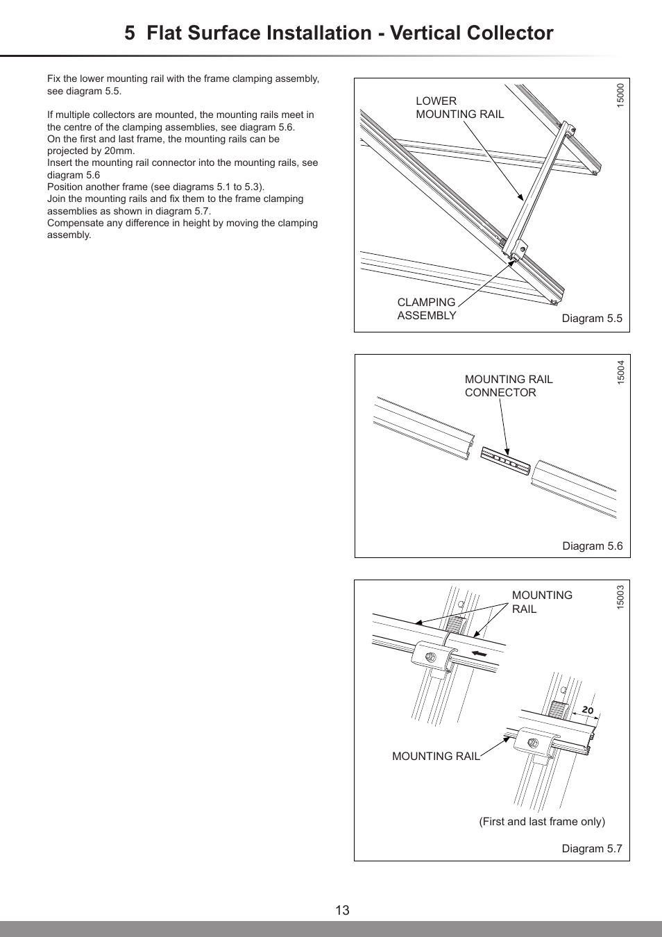 5 flat surface installation - vertical collector | Glow-worm Clearly Solar - A-Frame User Manual | Page 13 / 28