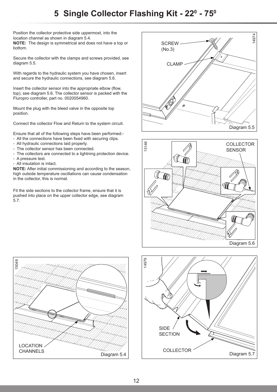 5 single collector flashing kit - 22 | Glow-worm Clearly Solar Horizontal In-Roof Collector User Manual | Page 12 / 32