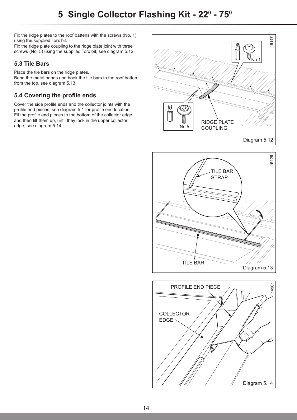 5 single collector flashing kit - 22 | Glow-worm Clearly Solar Horizontal In-Roof Collector User Manual | Page 14 / 32