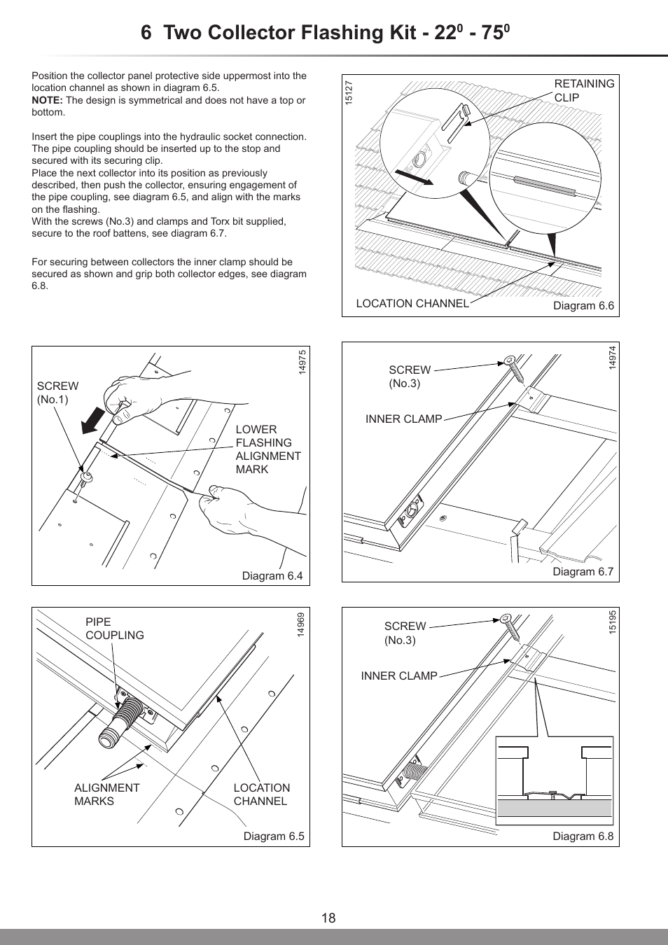 6 two collector flashing kit - 22 | Glow-worm Clearly Solar Horizontal In-Roof Collector User Manual | Page 18 / 32