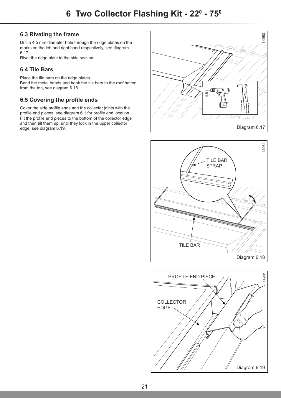 6 two collector flashing kit - 22 | Glow-worm Clearly Solar Horizontal In-Roof Collector User Manual | Page 21 / 32