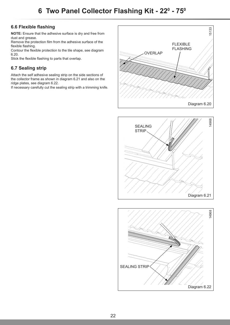 6 two panel collector flashing kit - 22 | Glow-worm Clearly Solar Horizontal In-Roof Collector User Manual | Page 22 / 32