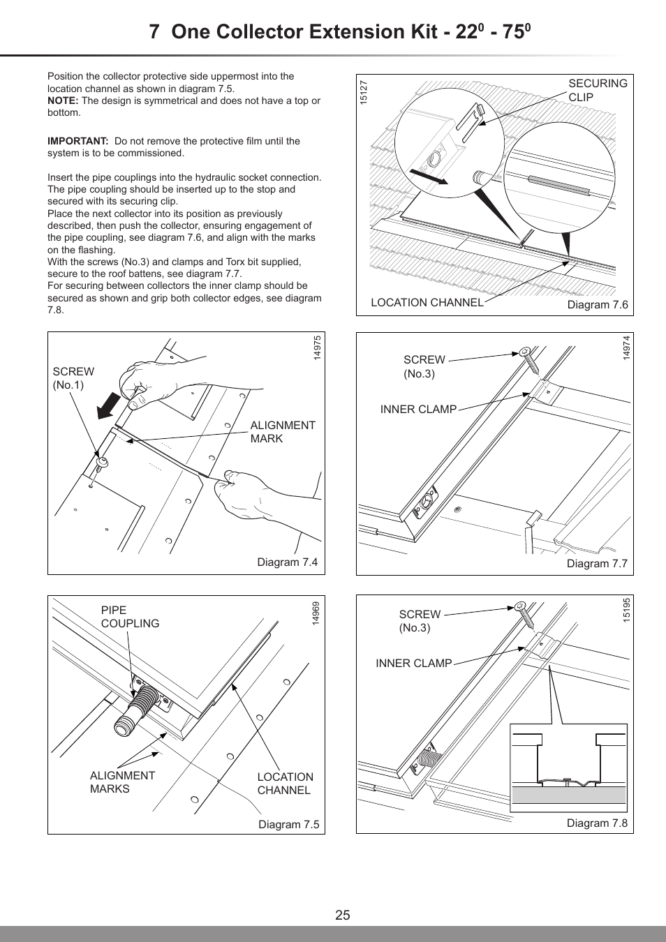 7 one collector extension kit - 22 | Glow-worm Clearly Solar Horizontal In-Roof Collector User Manual | Page 25 / 32