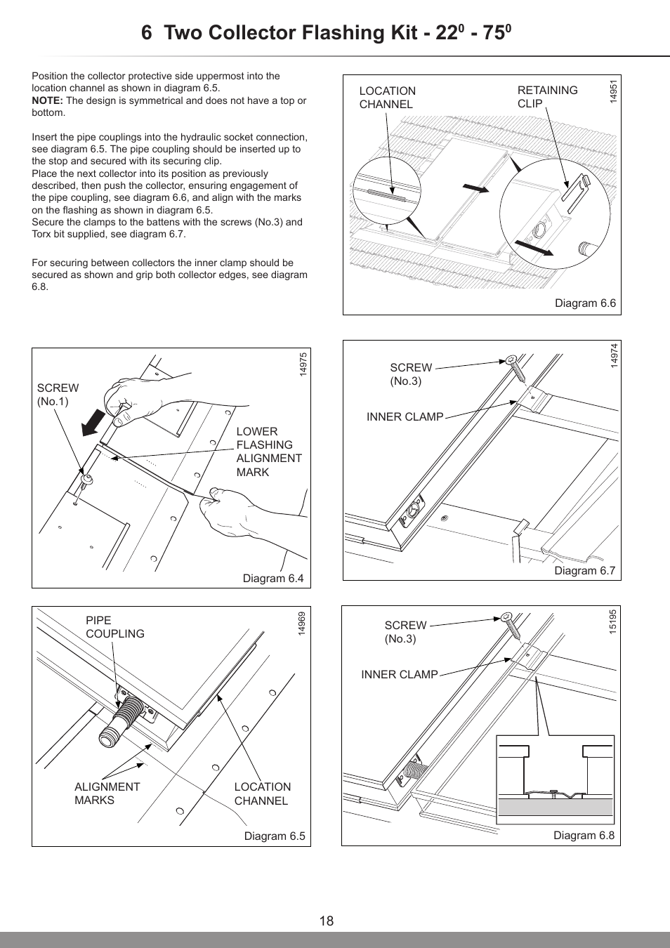 6 two collector flashing kit - 22 | Glow-worm Clearly Solar Vertical In-Roof Collector User Manual | Page 18 / 44