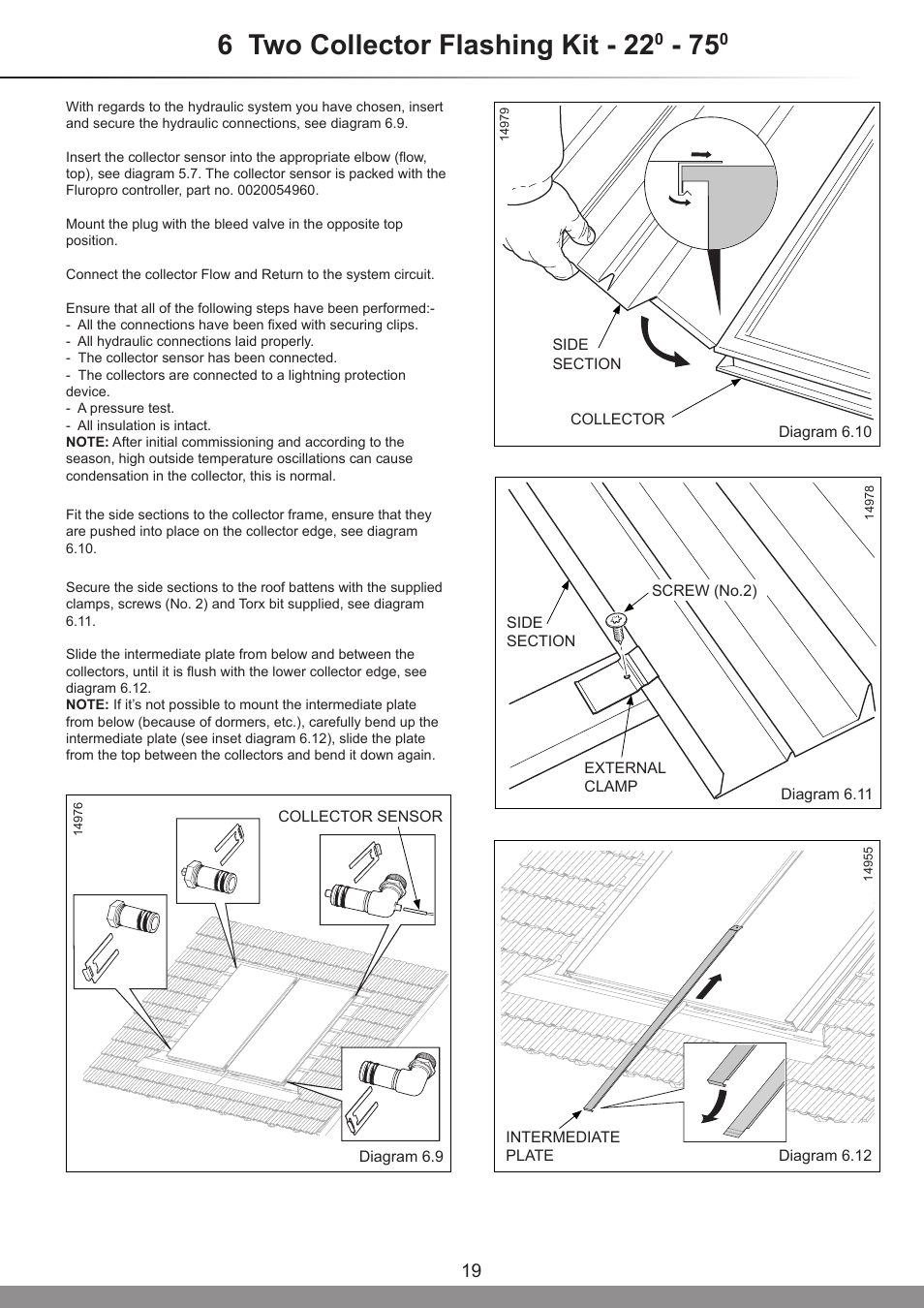 6 two collector flashing kit - 22 | Glow-worm Clearly Solar Vertical In-Roof Collector User Manual | Page 19 / 44