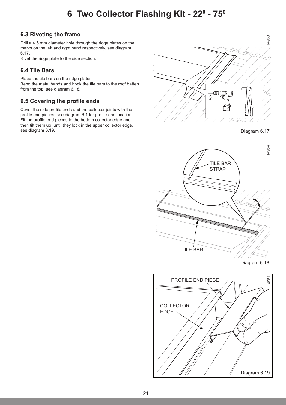 6 two collector flashing kit - 22 | Glow-worm Clearly Solar Vertical In-Roof Collector User Manual | Page 21 / 44