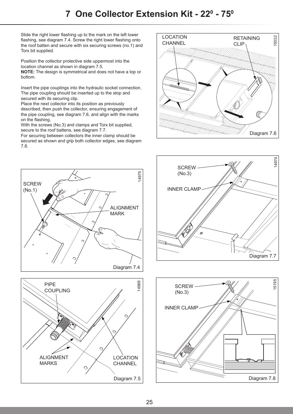 7 one collector extension kit - 22 | Glow-worm Clearly Solar Vertical In-Roof Collector User Manual | Page 25 / 44