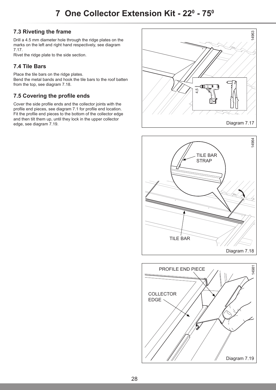 7 one collector extension kit - 22 | Glow-worm Clearly Solar Vertical In-Roof Collector User Manual | Page 28 / 44
