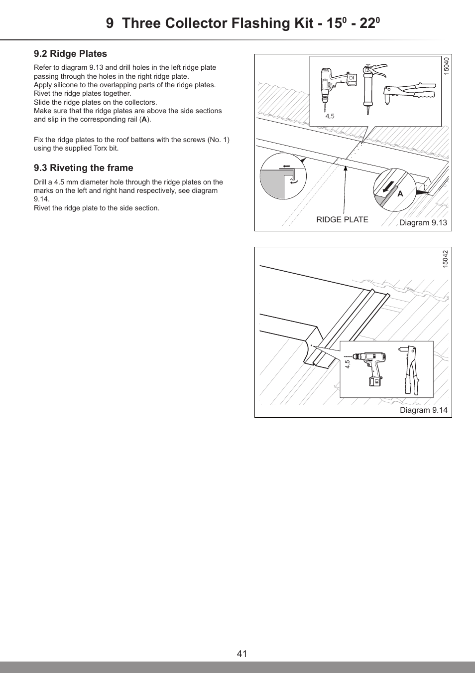 9 three collector flashing kit - 15 | Glow-worm Clearly Solar Vertical In-Roof Collector User Manual | Page 41 / 44