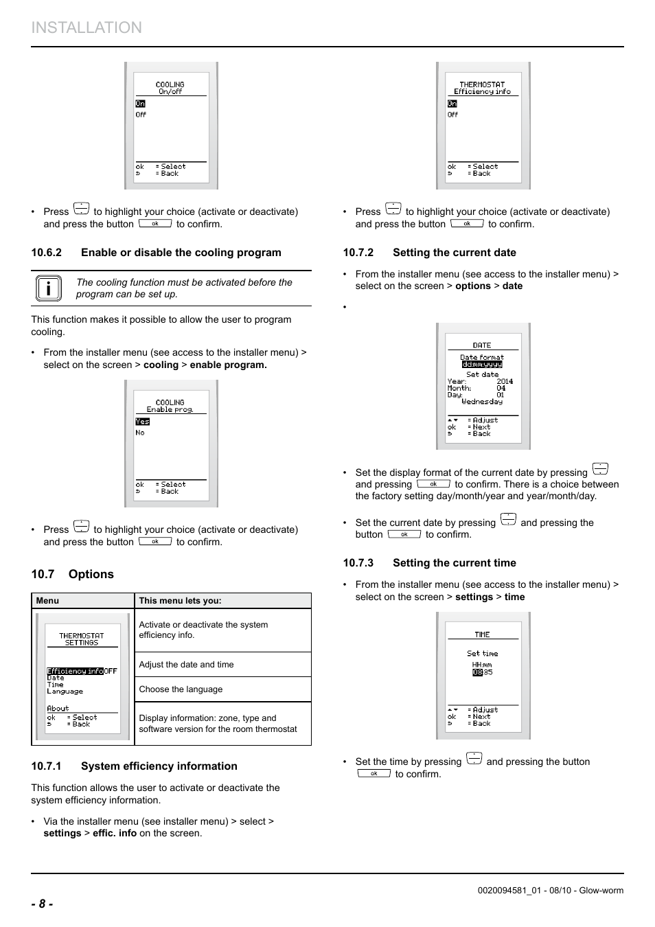 Installation | Glow-worm Climapro2 RF User Manual | Page 10 / 16