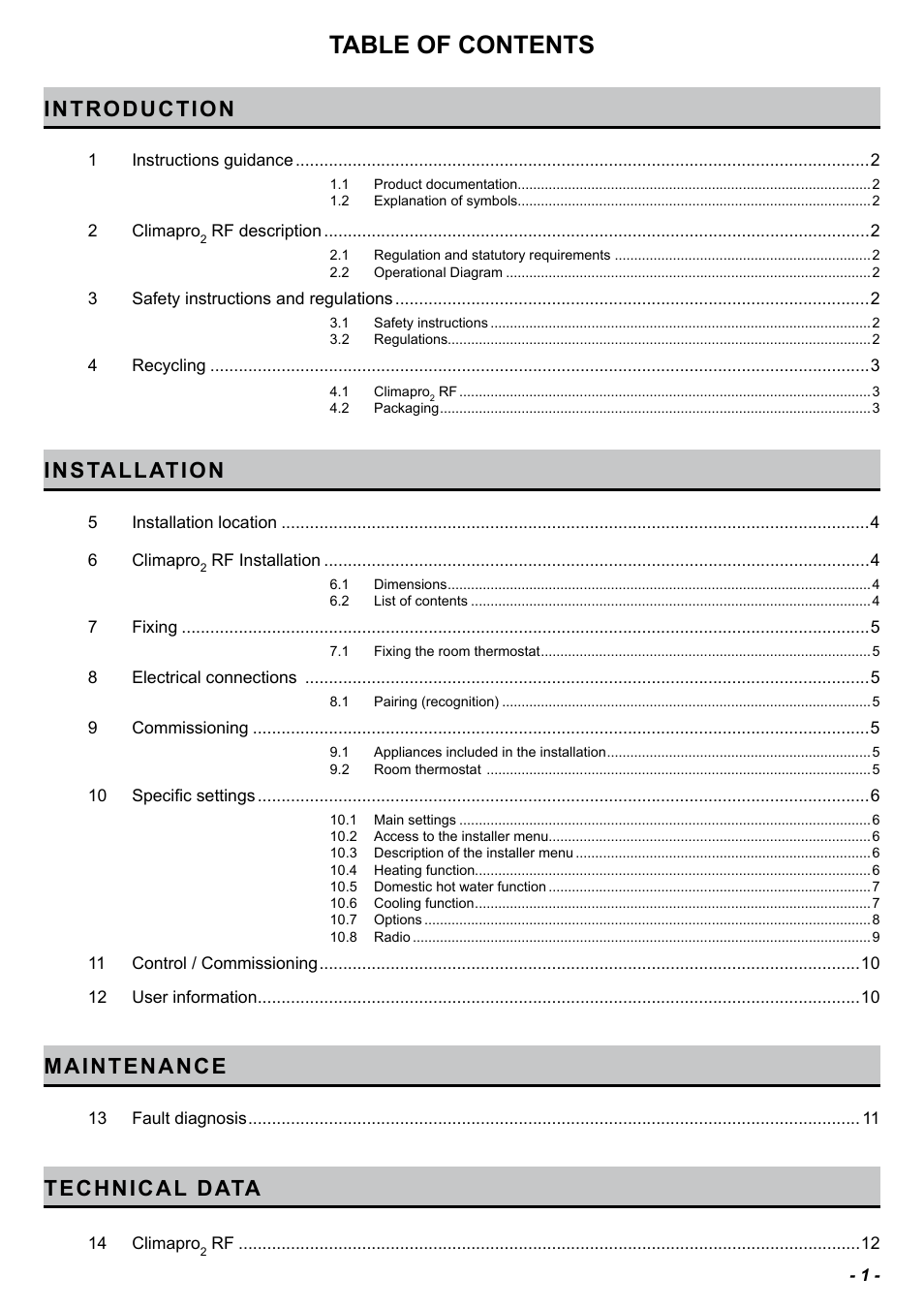 Glow-worm Climapro2 RF User Manual | Page 3 / 16
