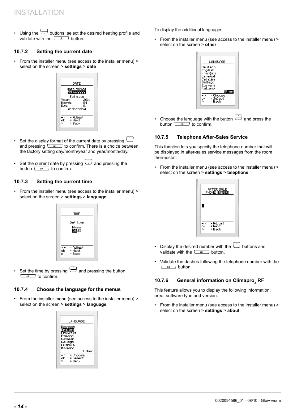Installation | Glow-worm Climapro2 RF User Manual | Page 16 / 24