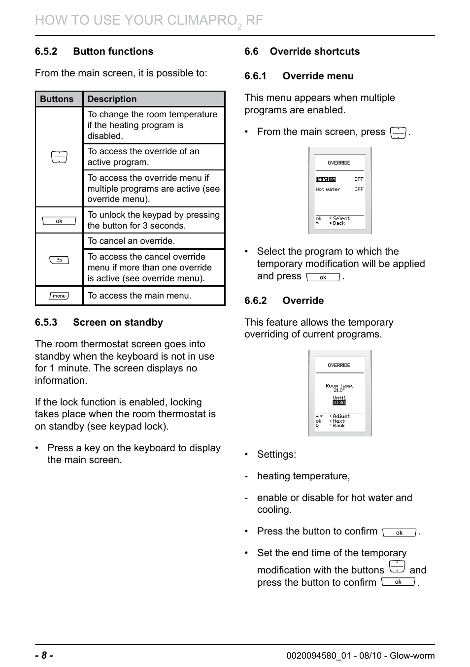 How to use your climapro | Glow-worm Climapro2 RF User Manual | Page 10 / 36