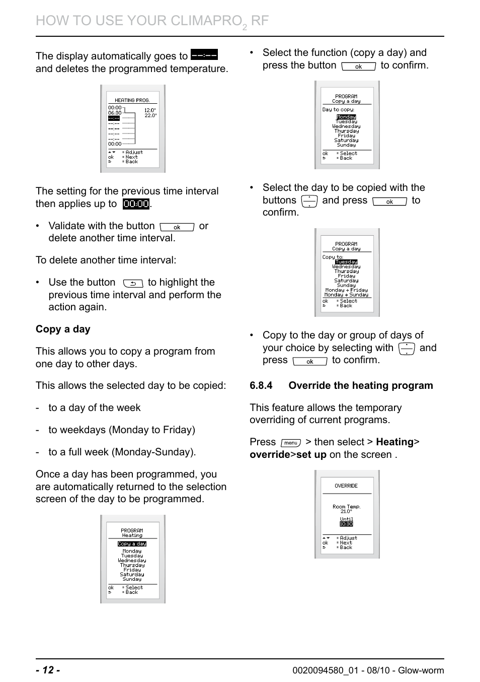 How to use your climapro | Glow-worm Climapro2 RF User Manual | Page 14 / 36