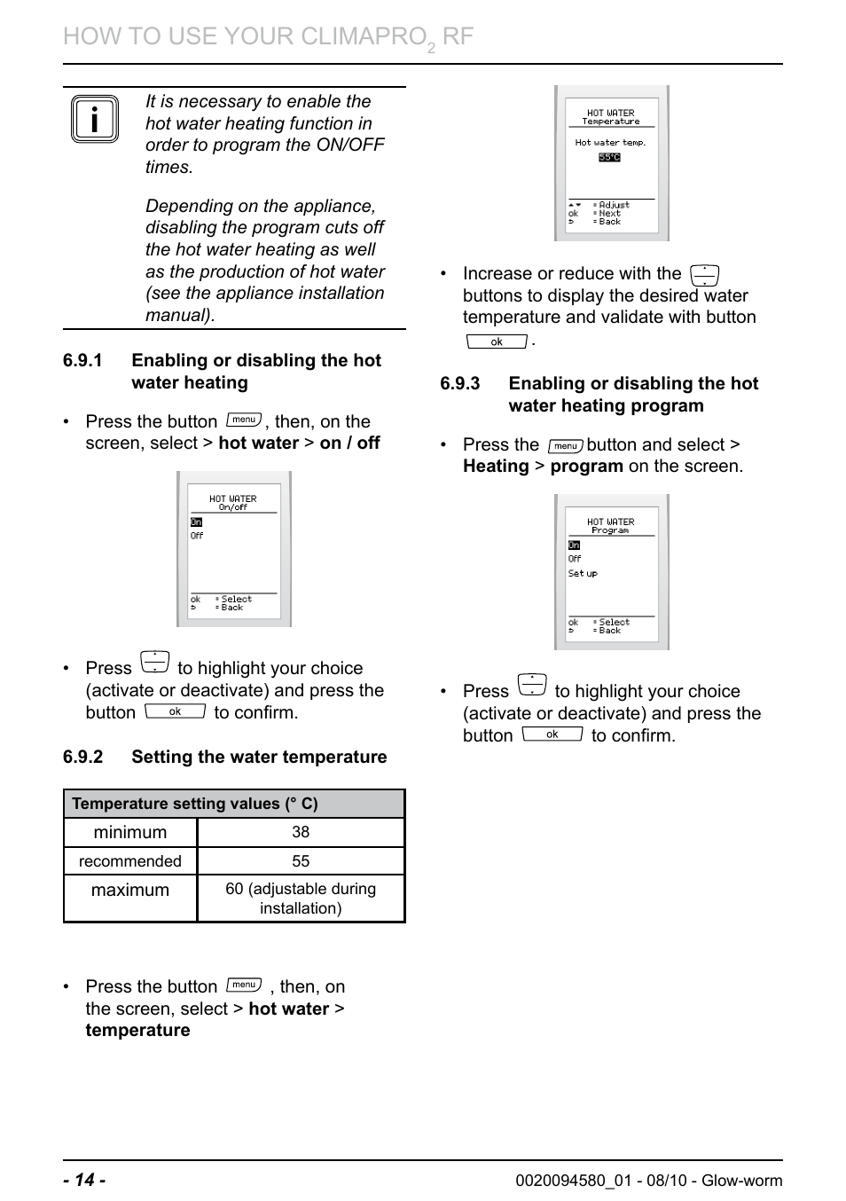 How to use your climapro | Glow-worm Climapro2 RF User Manual | Page 16 / 36