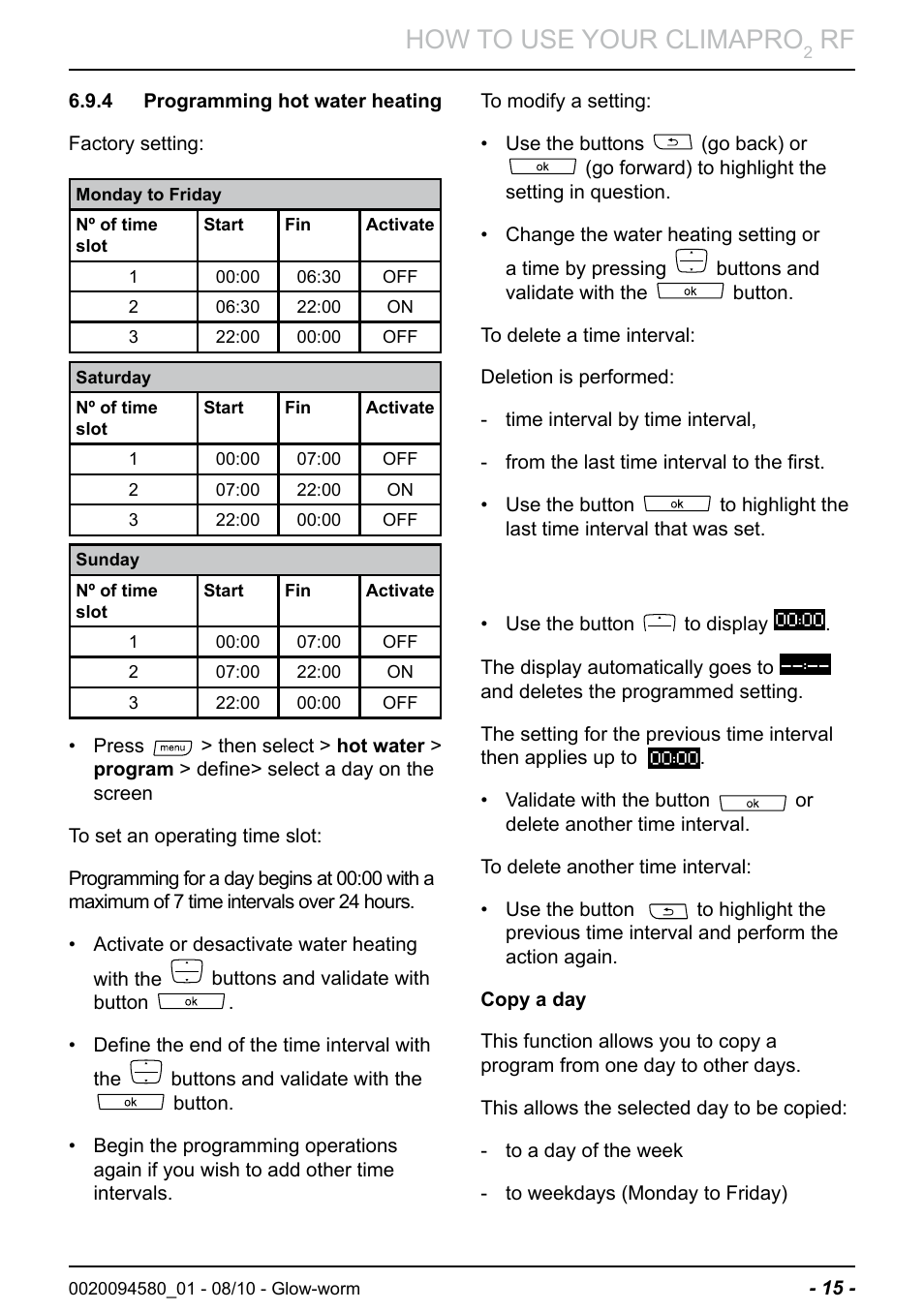 How to use your climapro | Glow-worm Climapro2 RF User Manual | Page 17 / 36