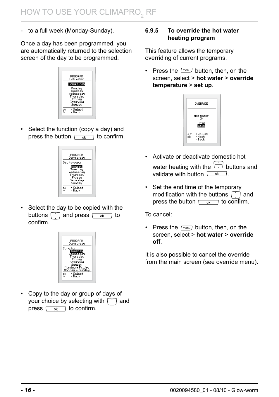 How to use your climapro | Glow-worm Climapro2 RF User Manual | Page 18 / 36