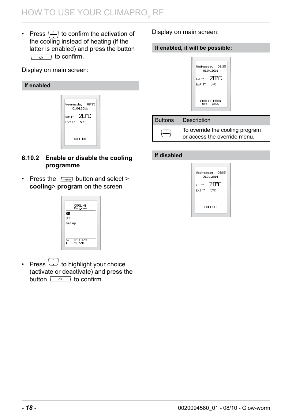 How to use your climapro | Glow-worm Climapro2 RF User Manual | Page 20 / 36