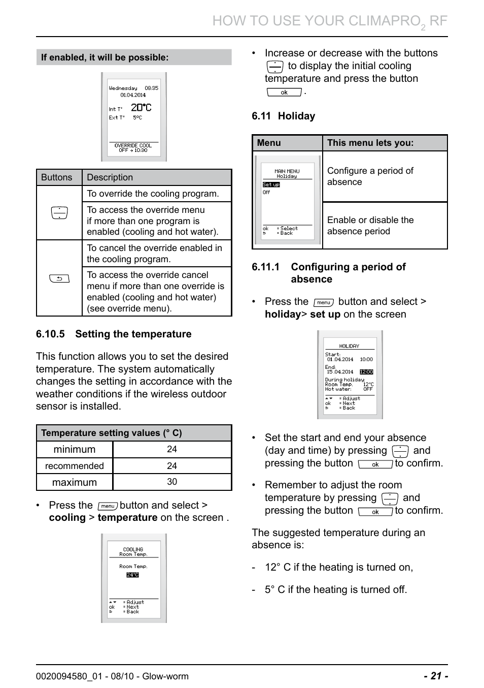 How to use your climapro | Glow-worm Climapro2 RF User Manual | Page 23 / 36