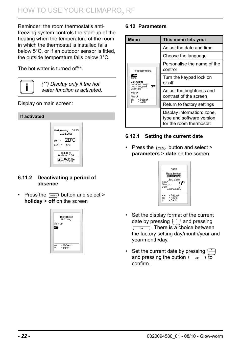 How to use your climapro | Glow-worm Climapro2 RF User Manual | Page 24 / 36