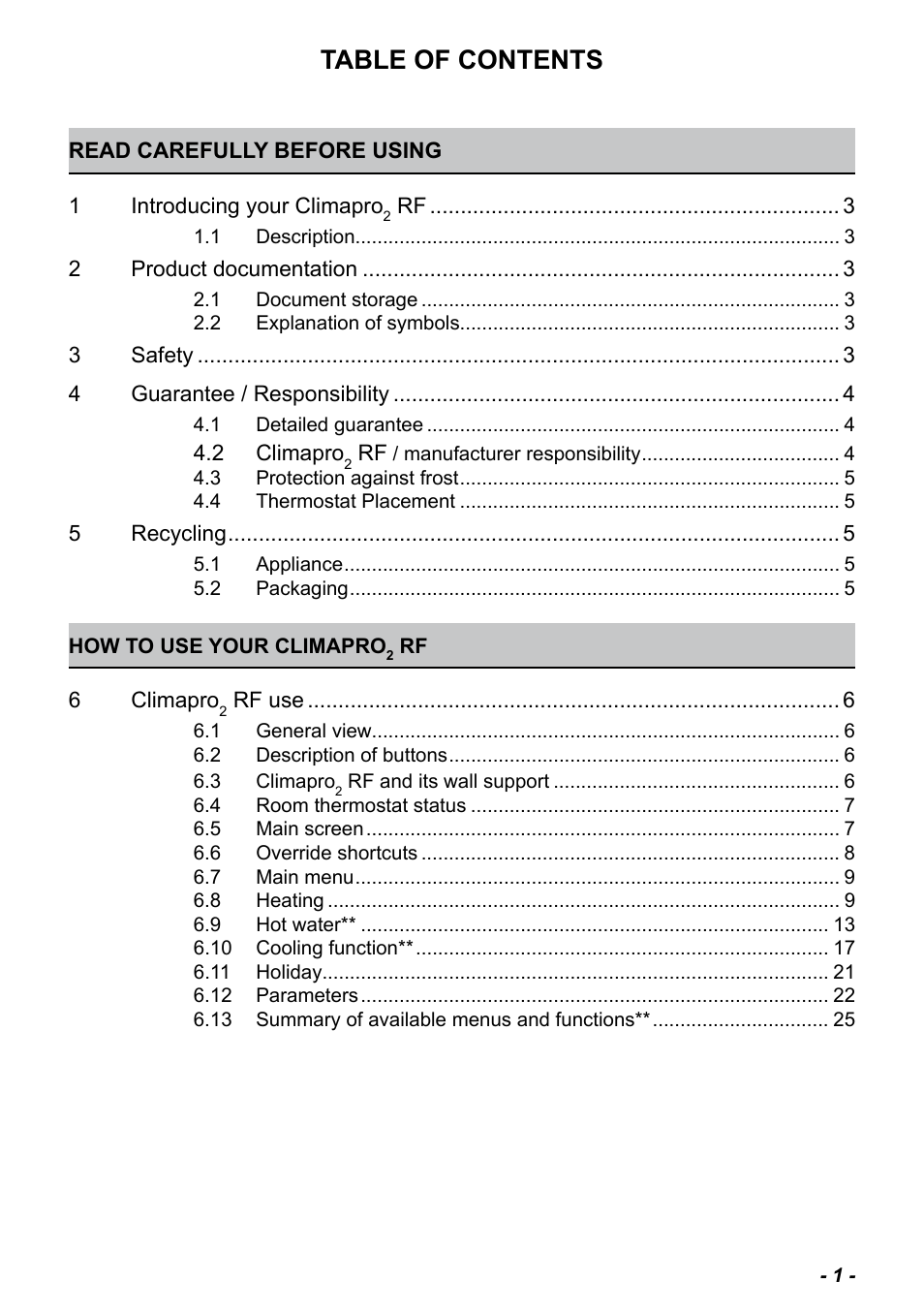 Glow-worm Climapro2 RF User Manual | Page 3 / 36