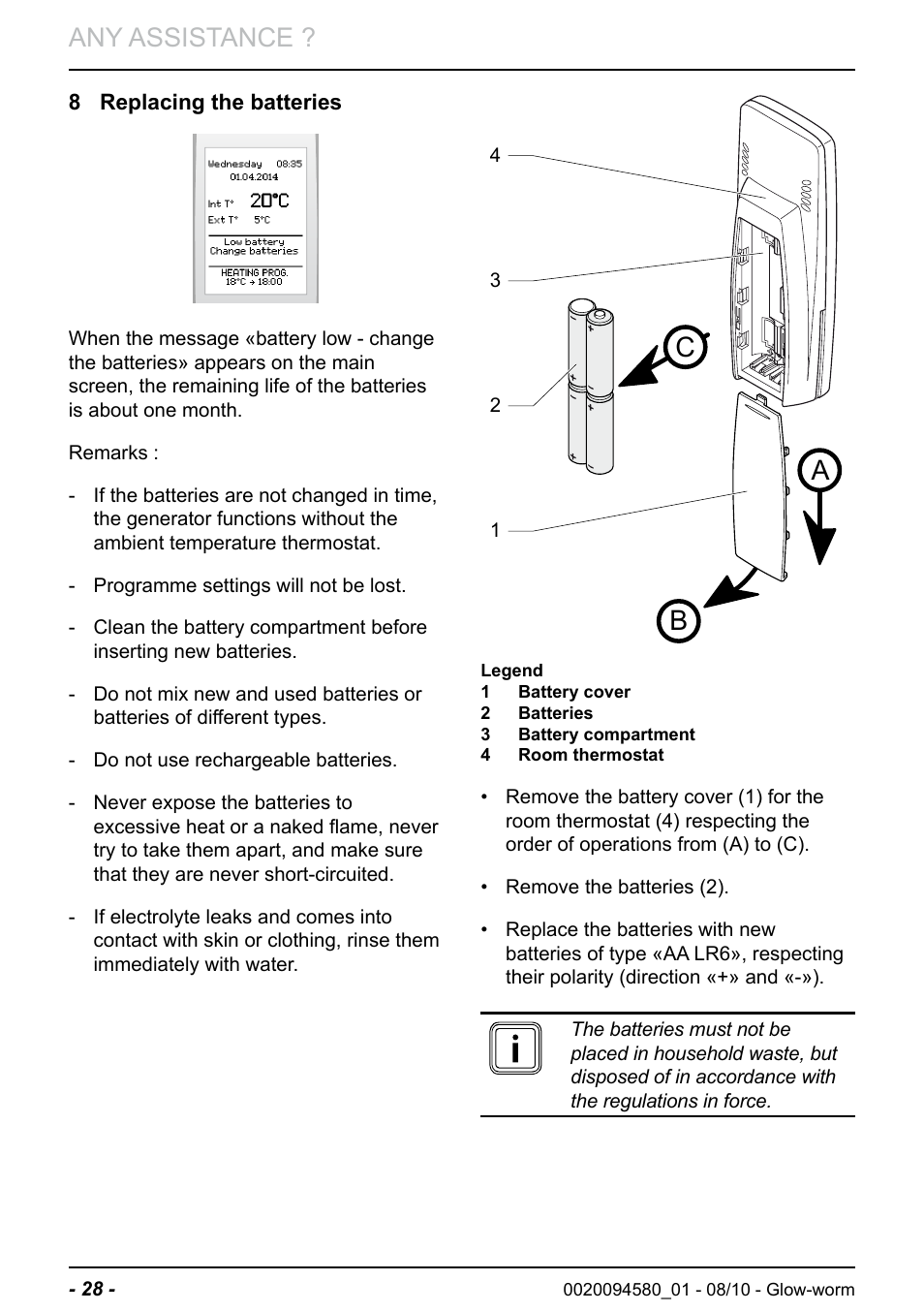 Ba c, Any assistance | Glow-worm Climapro2 RF User Manual | Page 30 / 36