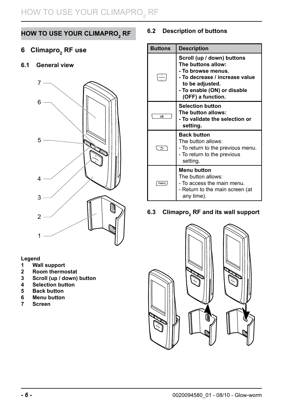 How to use your climapro | Glow-worm Climapro2 RF User Manual | Page 8 / 36