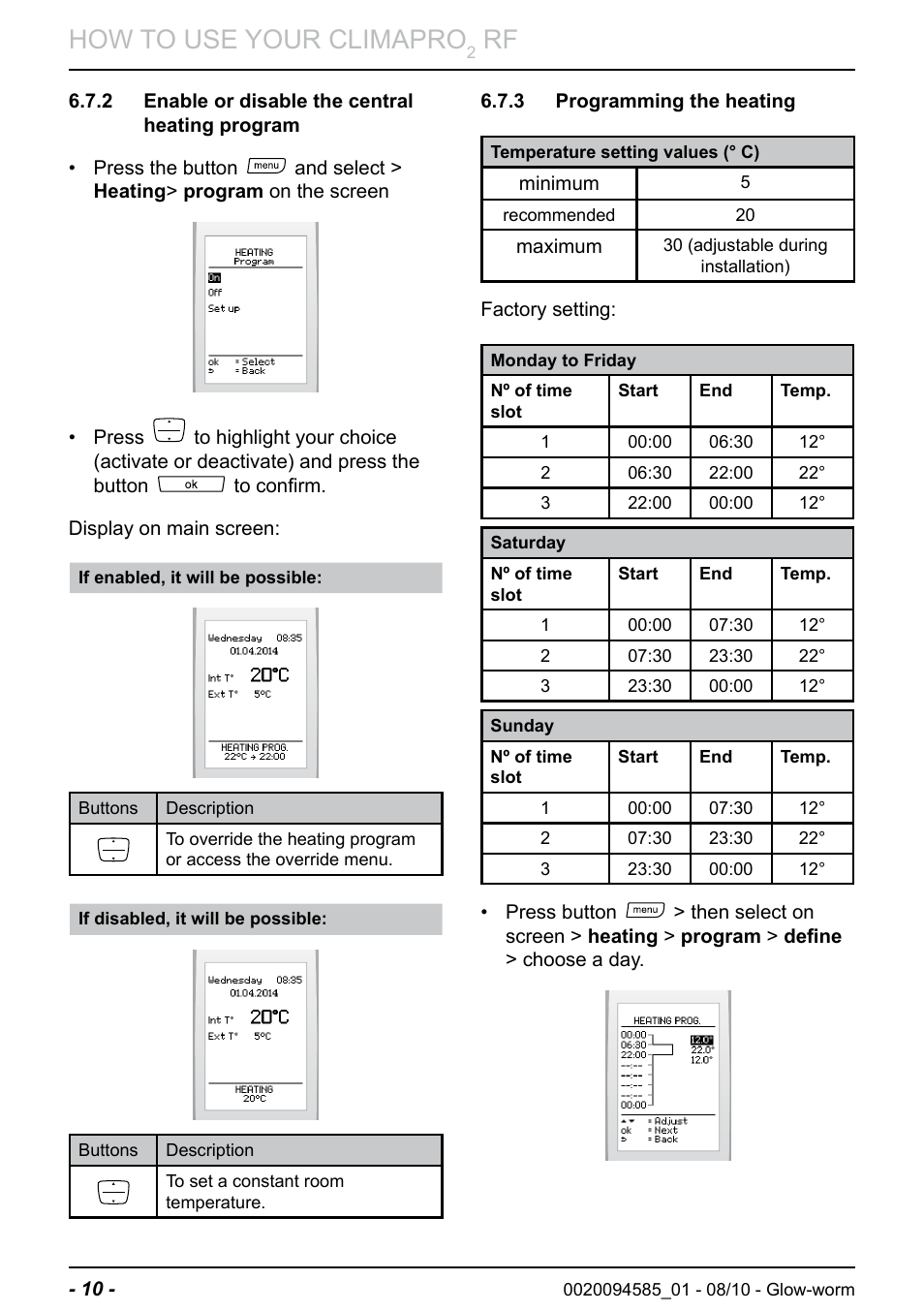 How to use your climapro | Glow-worm Climapro2 RF User Manual | Page 12 / 32