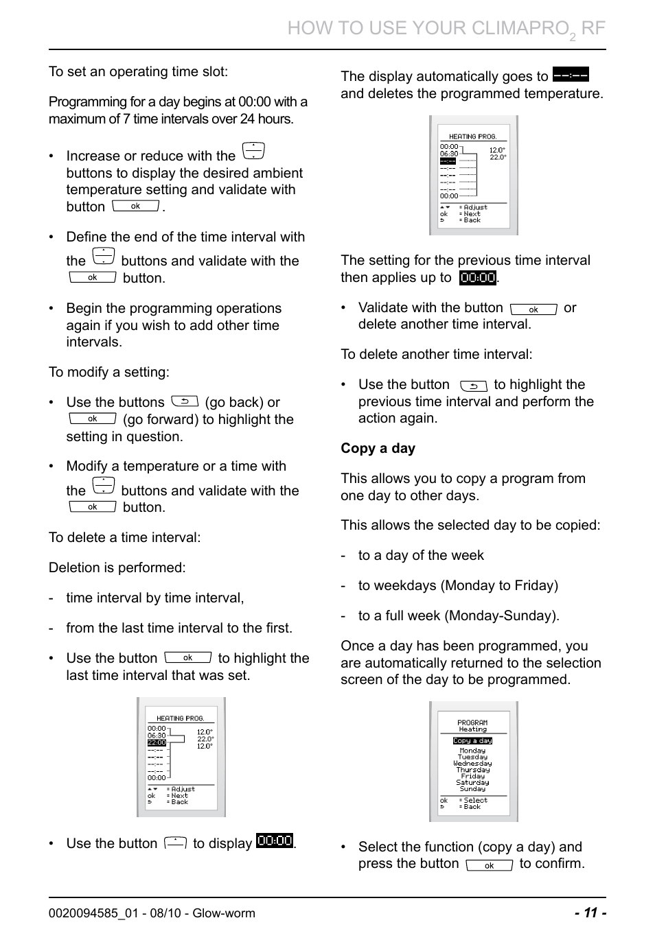 How to use your climapro | Glow-worm Climapro2 RF User Manual | Page 13 / 32