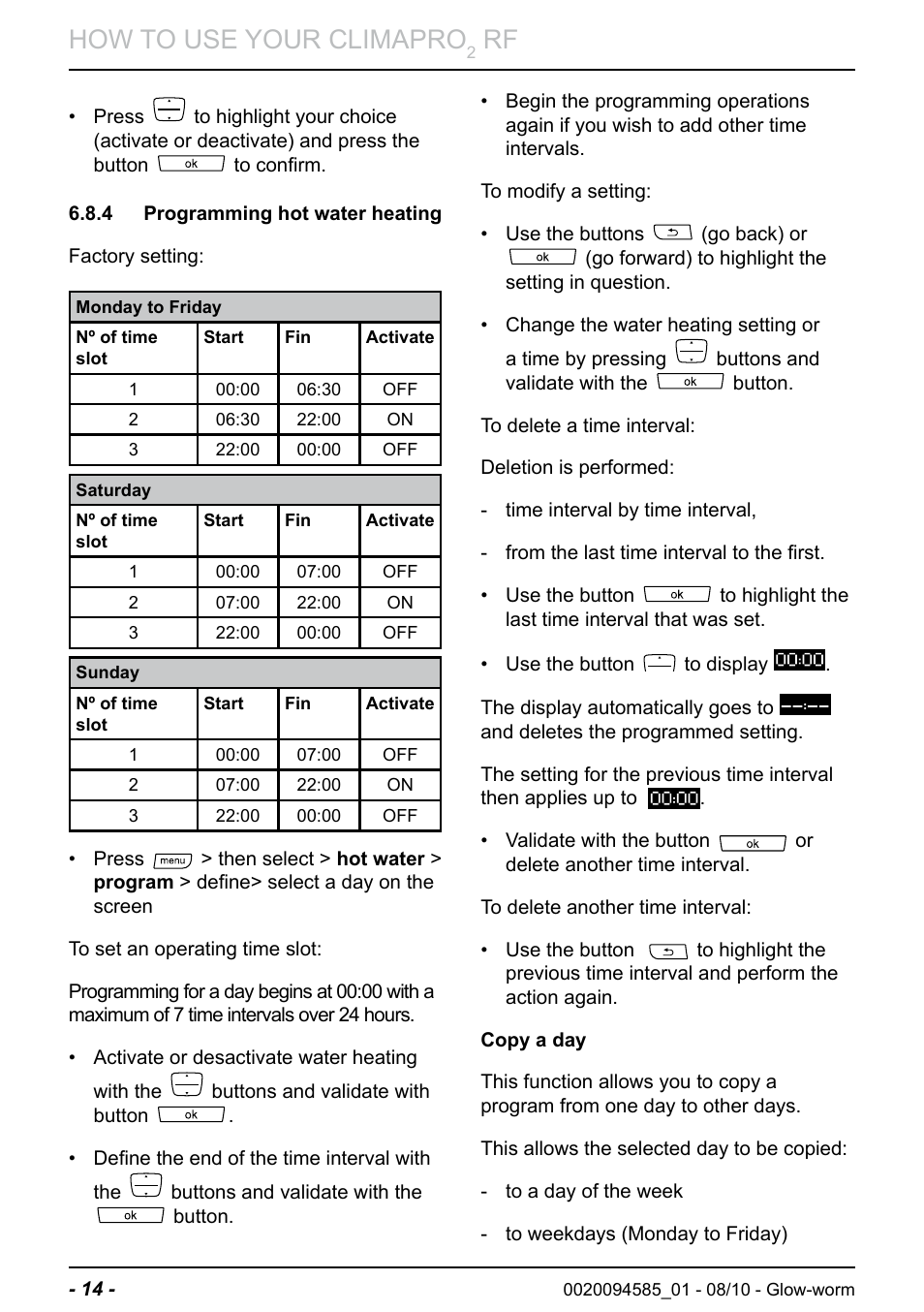 How to use your climapro | Glow-worm Climapro2 RF User Manual | Page 16 / 32