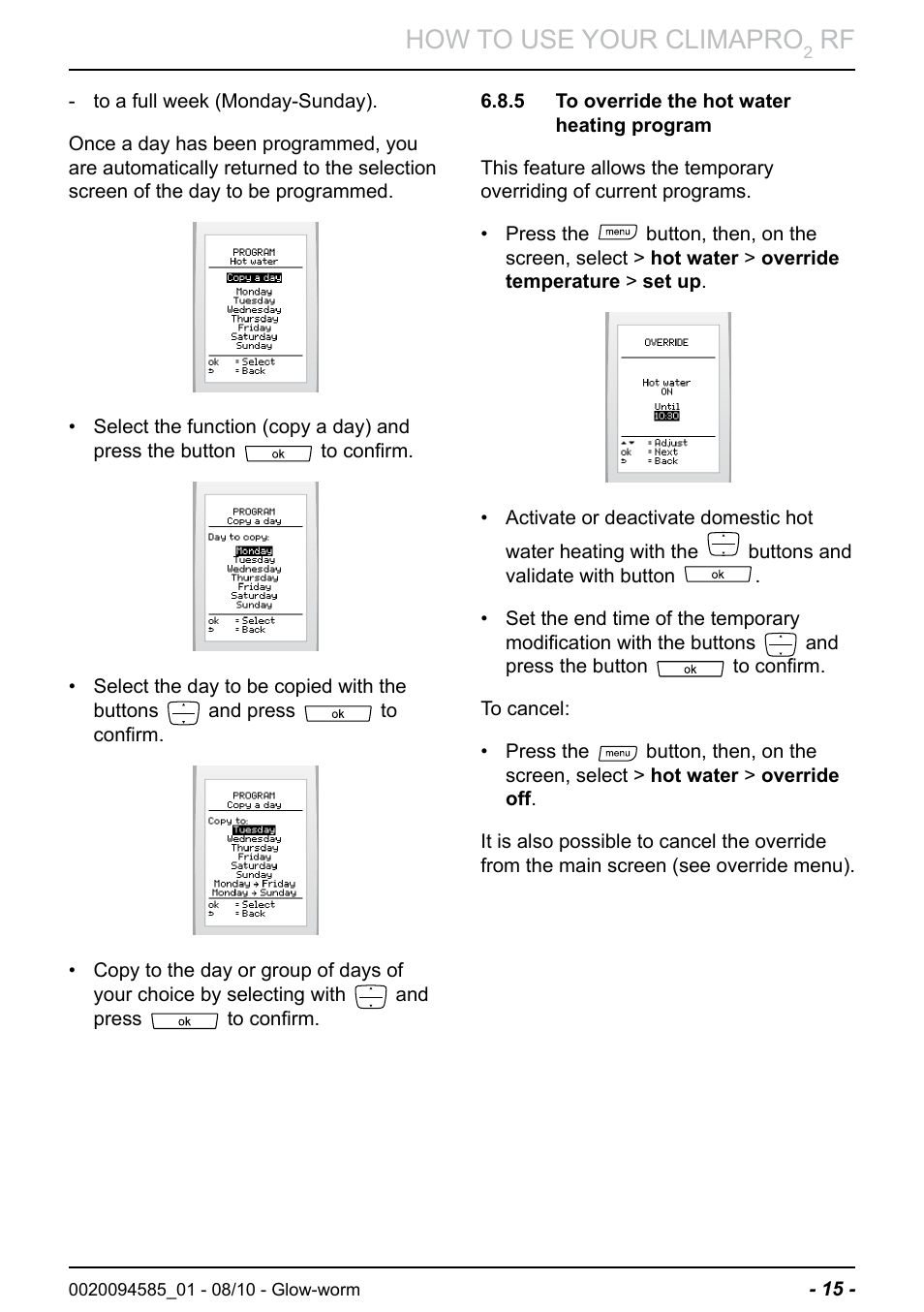 How to use your climapro | Glow-worm Climapro2 RF User Manual | Page 17 / 32