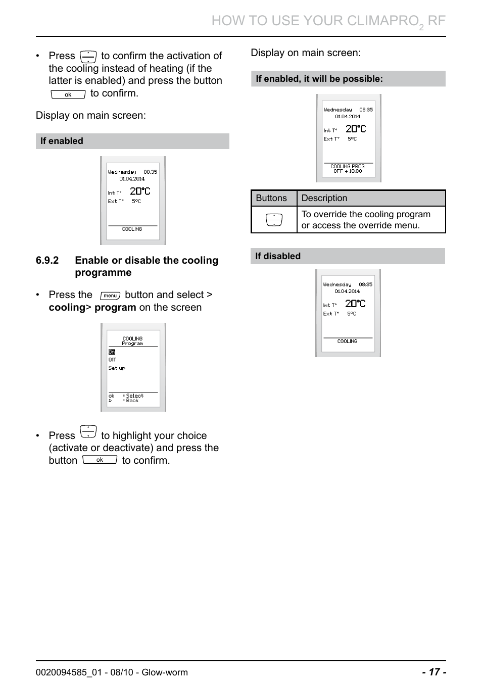 How to use your climapro | Glow-worm Climapro2 RF User Manual | Page 19 / 32