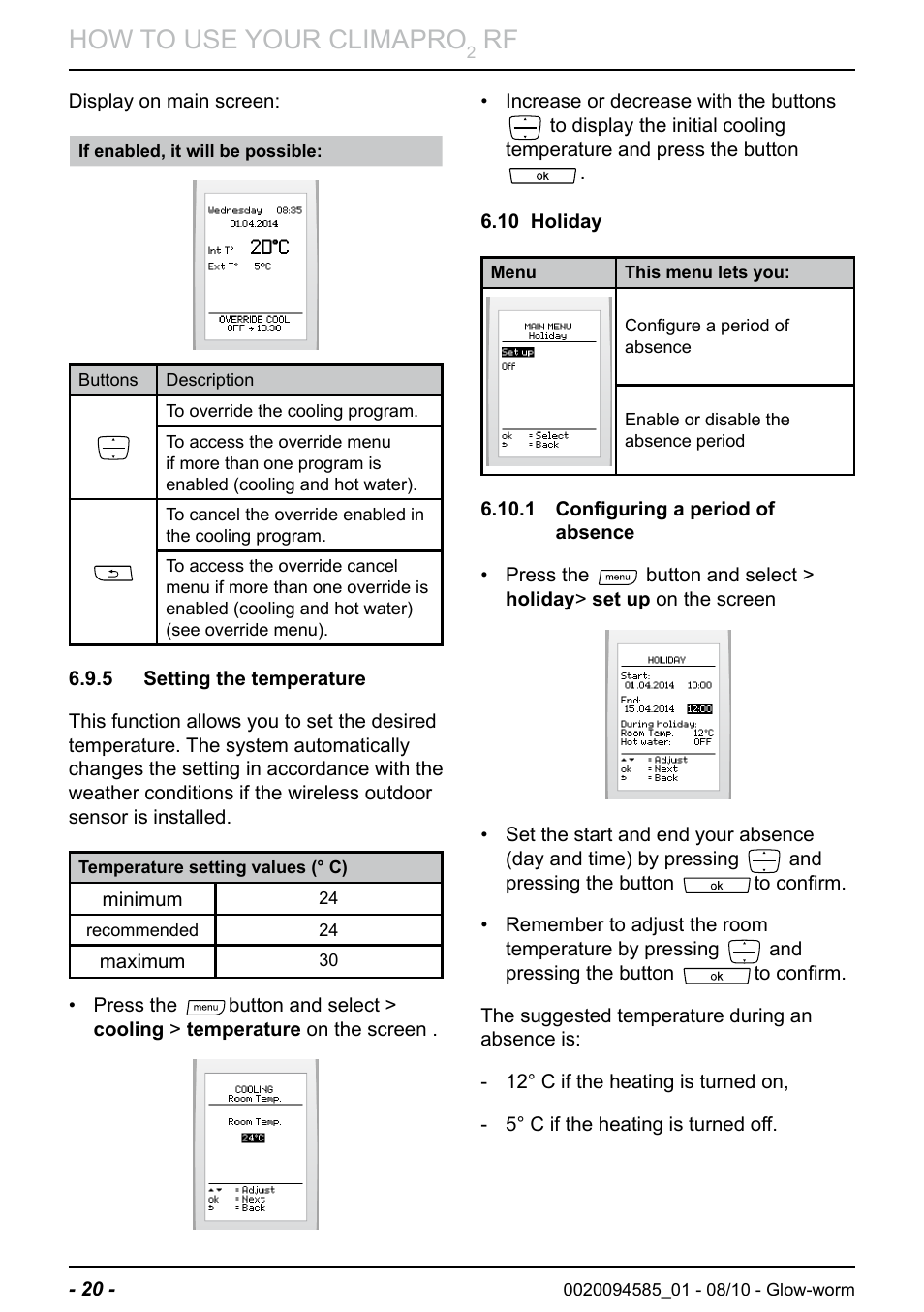 How to use your climapro | Glow-worm Climapro2 RF User Manual | Page 22 / 32