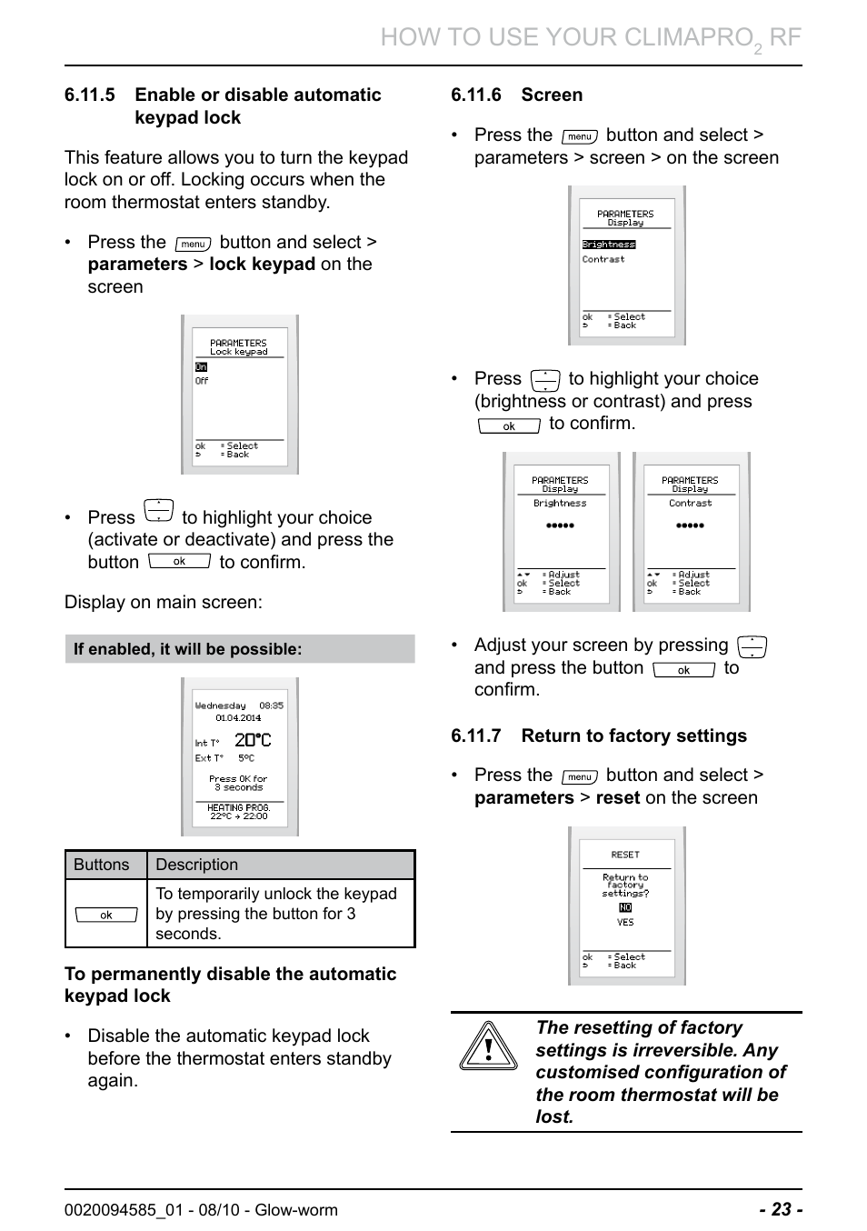 How to use your climapro | Glow-worm Climapro2 RF User Manual | Page 25 / 32