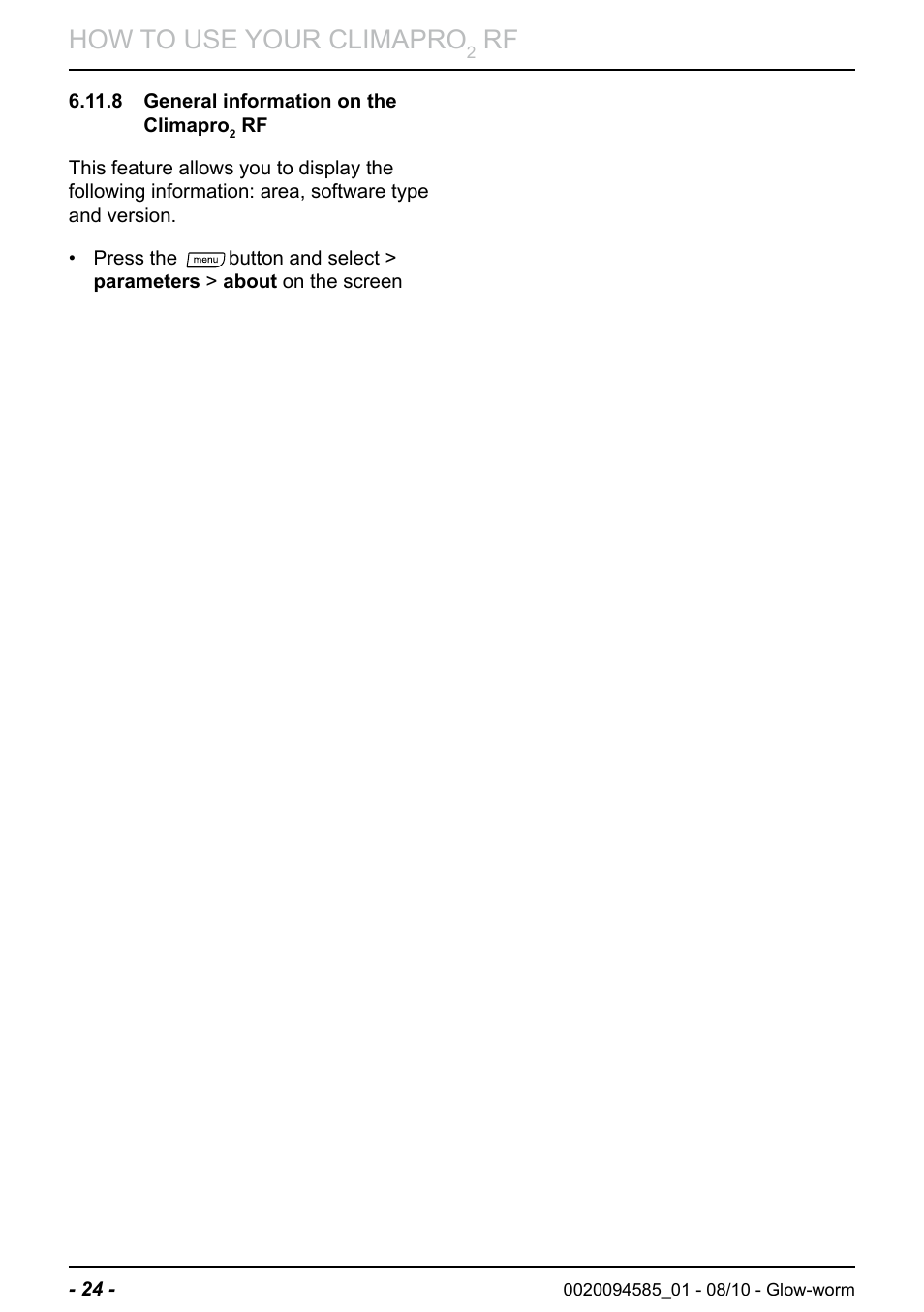 How to use your climapro | Glow-worm Climapro2 RF User Manual | Page 26 / 32