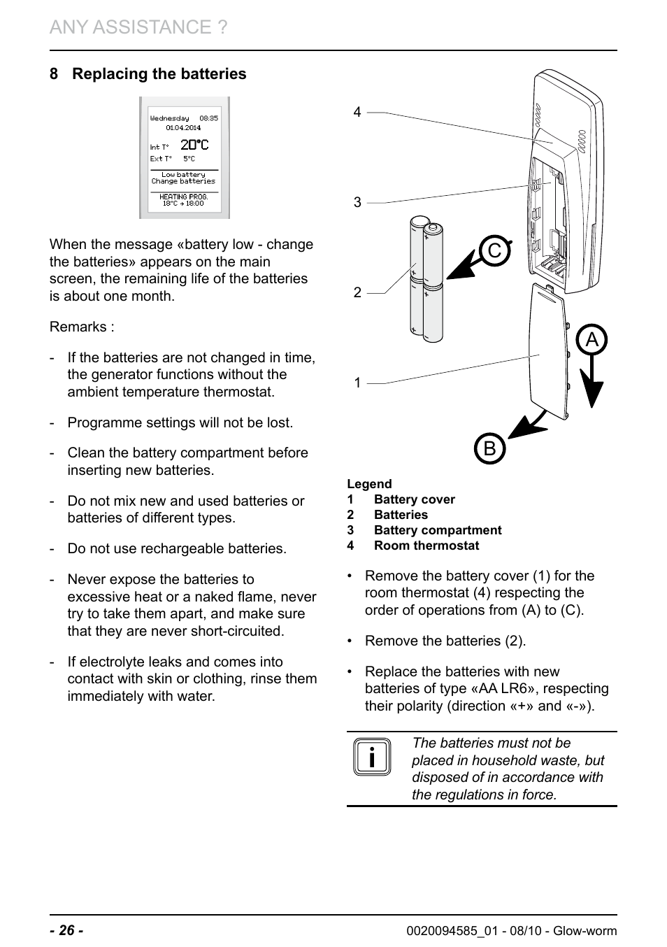 Ba c, Any assistance | Glow-worm Climapro2 RF User Manual | Page 28 / 32