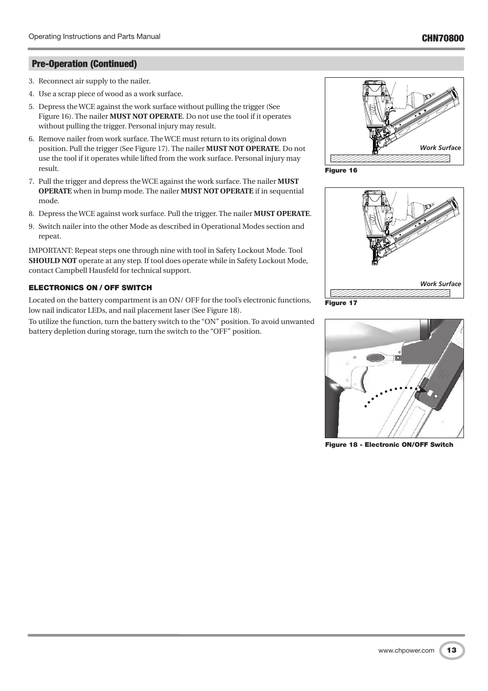 Pre-operation (continued) | Campbell Hausfeld CHN70800 User Manual | Page 13 / 60