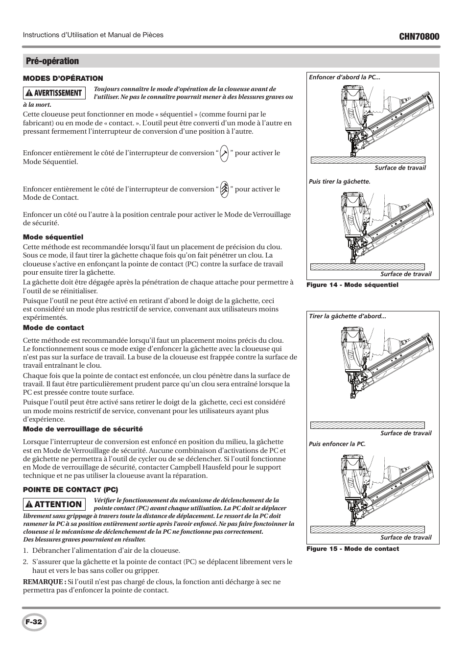 Pré-opération | Campbell Hausfeld CHN70800 User Manual | Page 32 / 60
