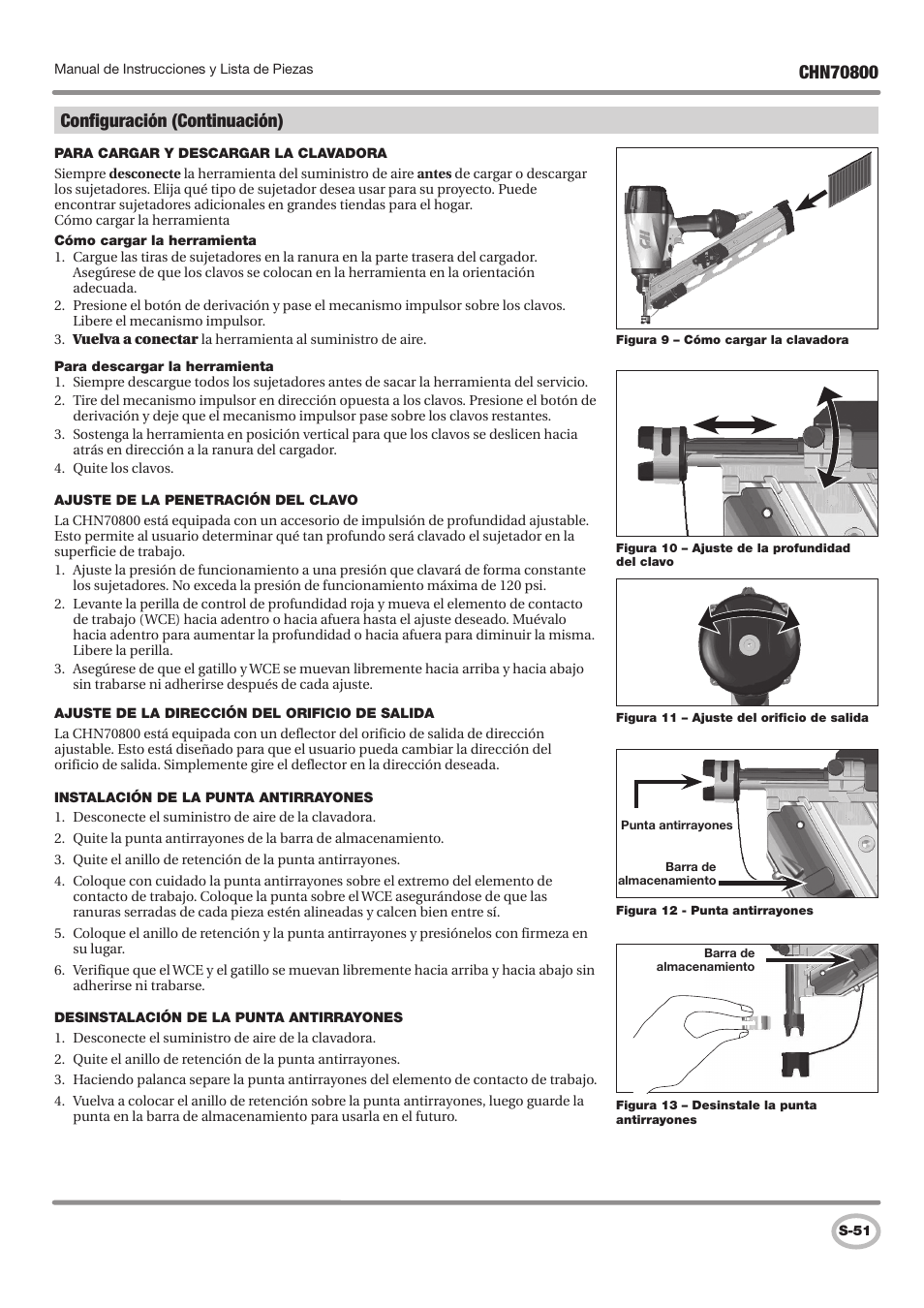Configuración (continuación) | Campbell Hausfeld CHN70800 User Manual | Page 51 / 60