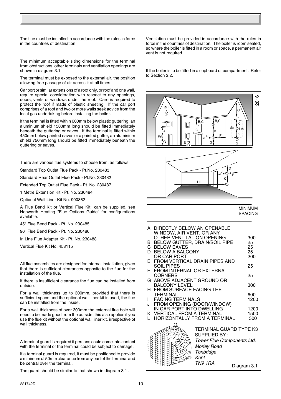 3 flue and ventilation | Glow-worm Compact 80E User Manual | Page 10 / 44