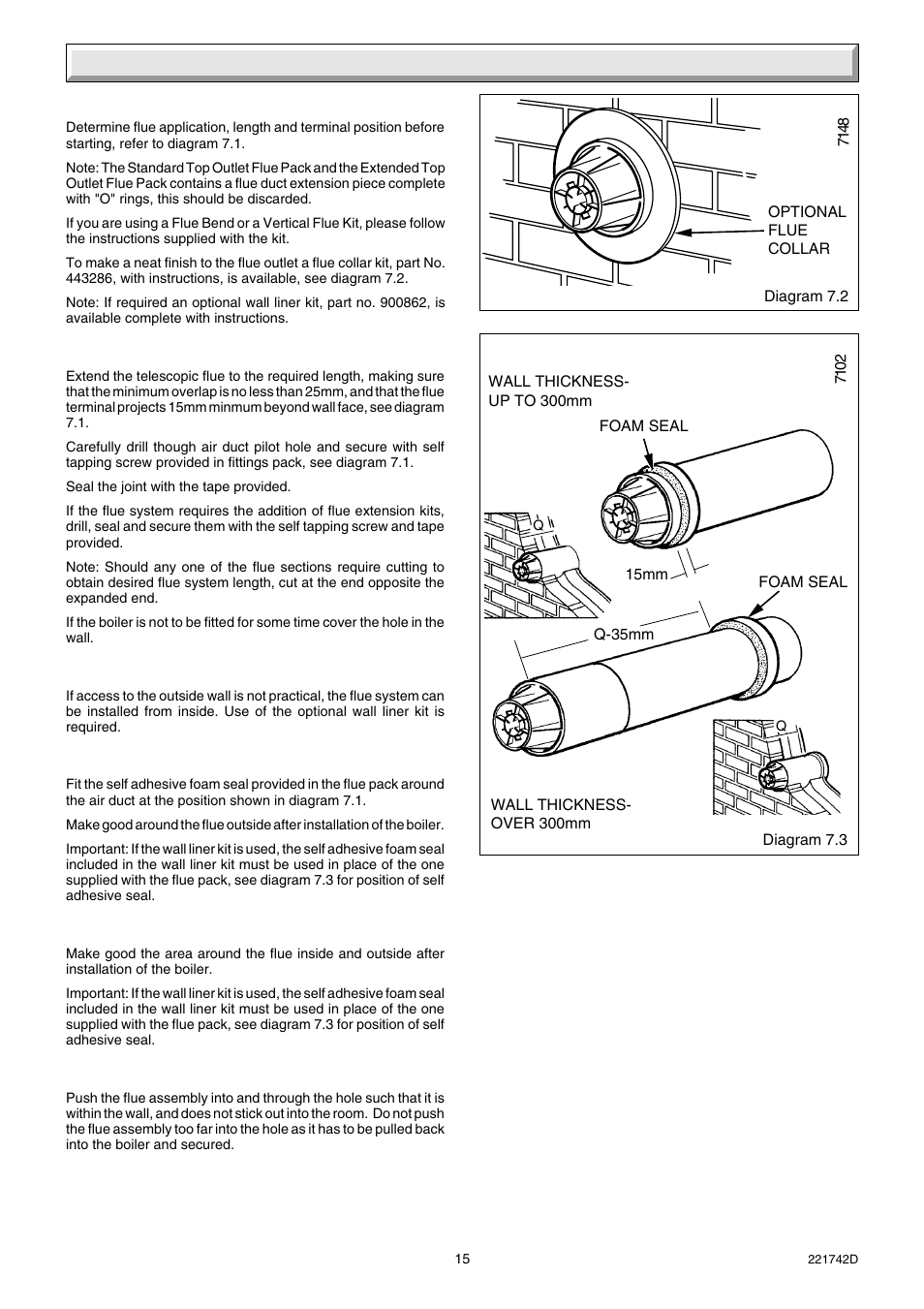 7 flue preparation | Glow-worm Compact 80E User Manual | Page 15 / 44