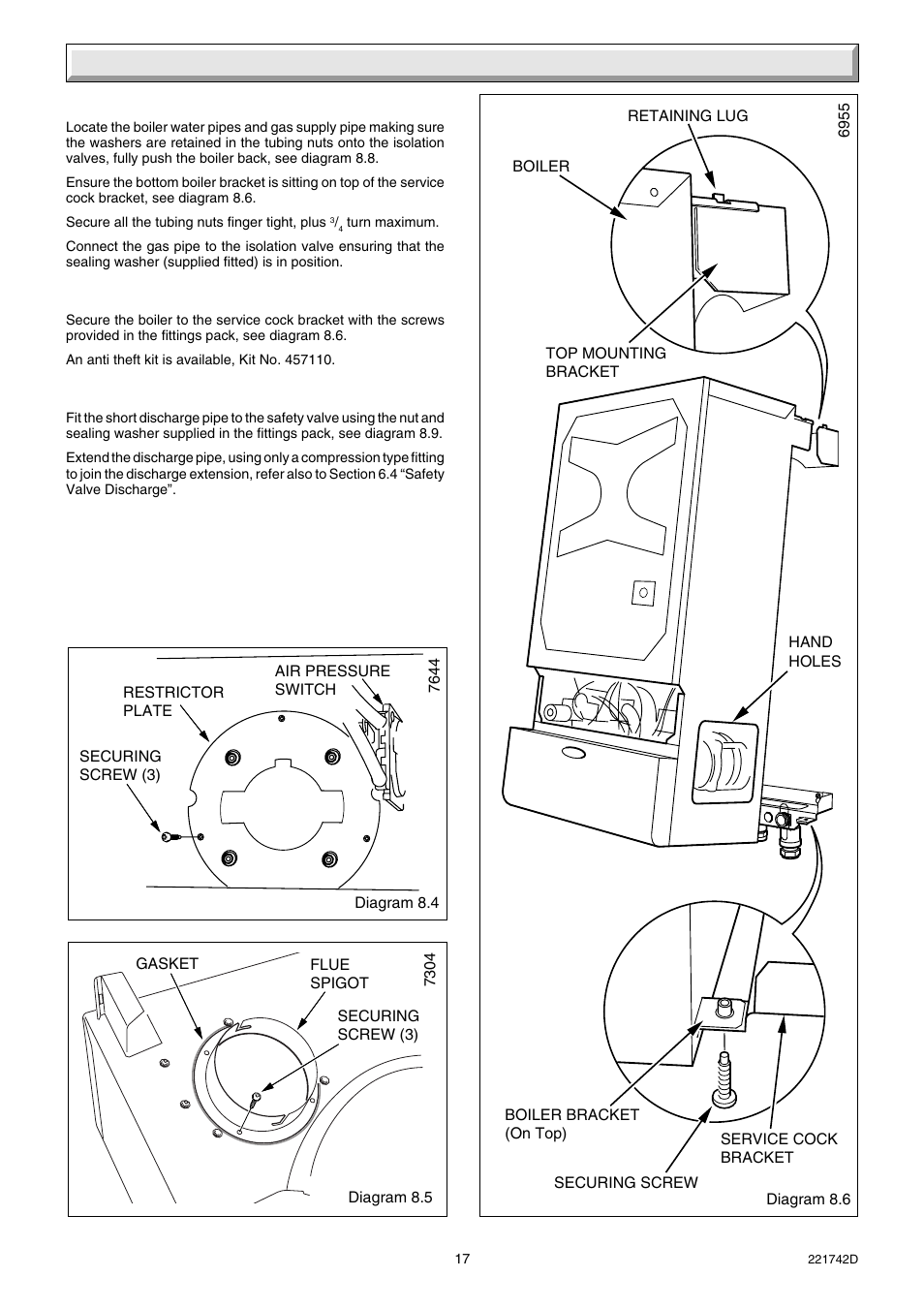 8 mounting the boiler | Glow-worm Compact 80E User Manual | Page 17 / 44