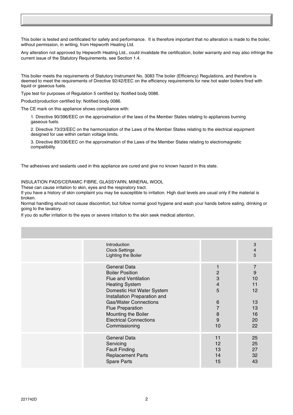 Important information | Glow-worm Compact 80E User Manual | Page 2 / 44