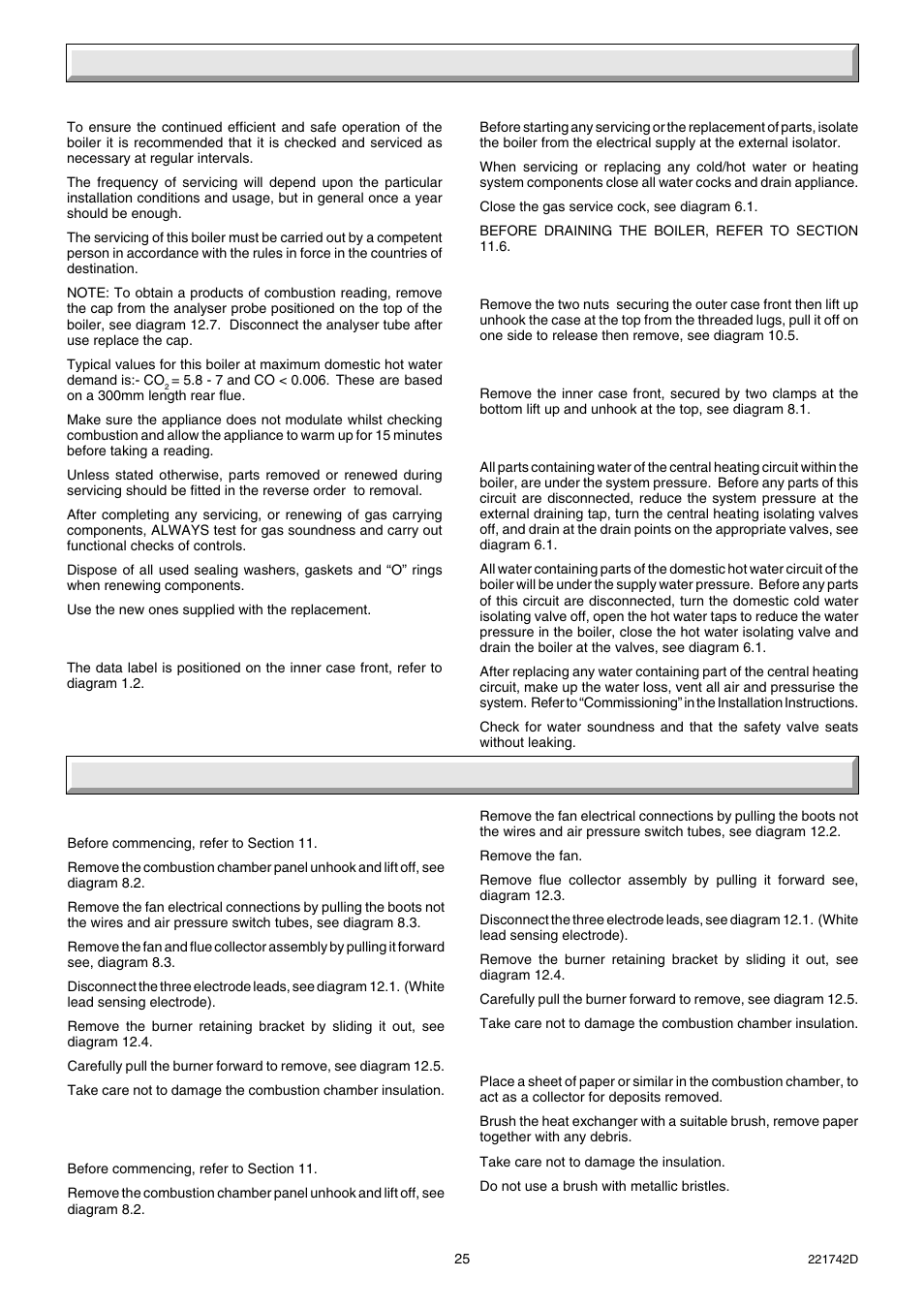 11 general data, 12 servicing | Glow-worm Compact 80E User Manual | Page 25 / 44