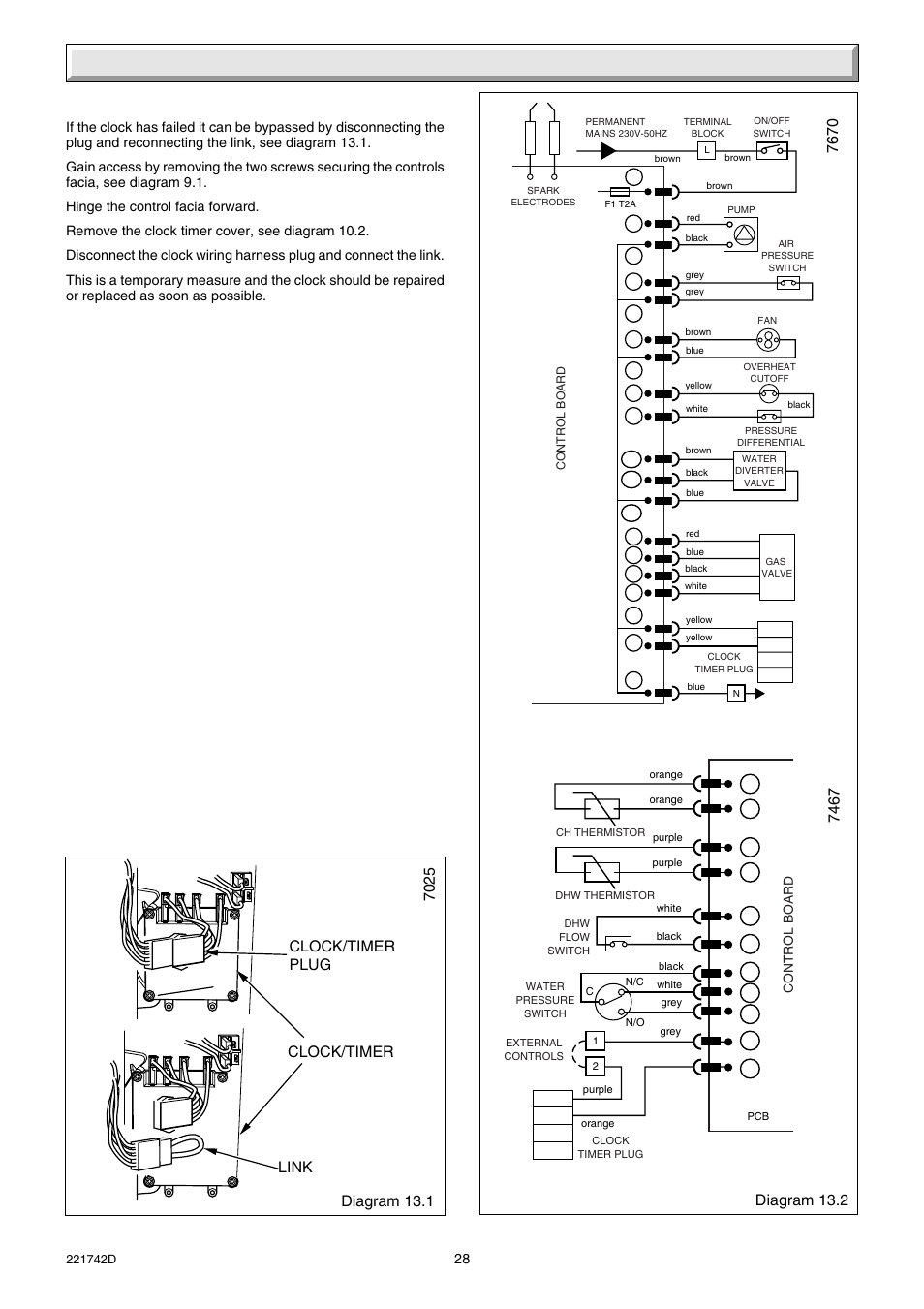 13 fault finding, 2 clock/timer, Low voltage functional flow | Glow-worm Compact 80E User Manual | Page 28 / 44