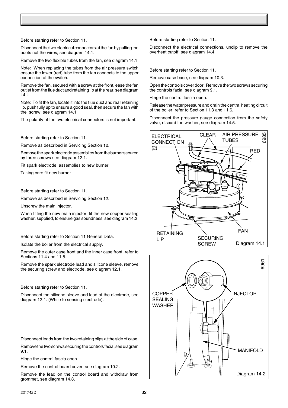 14 replacement of parts | Glow-worm Compact 80E User Manual | Page 32 / 44
