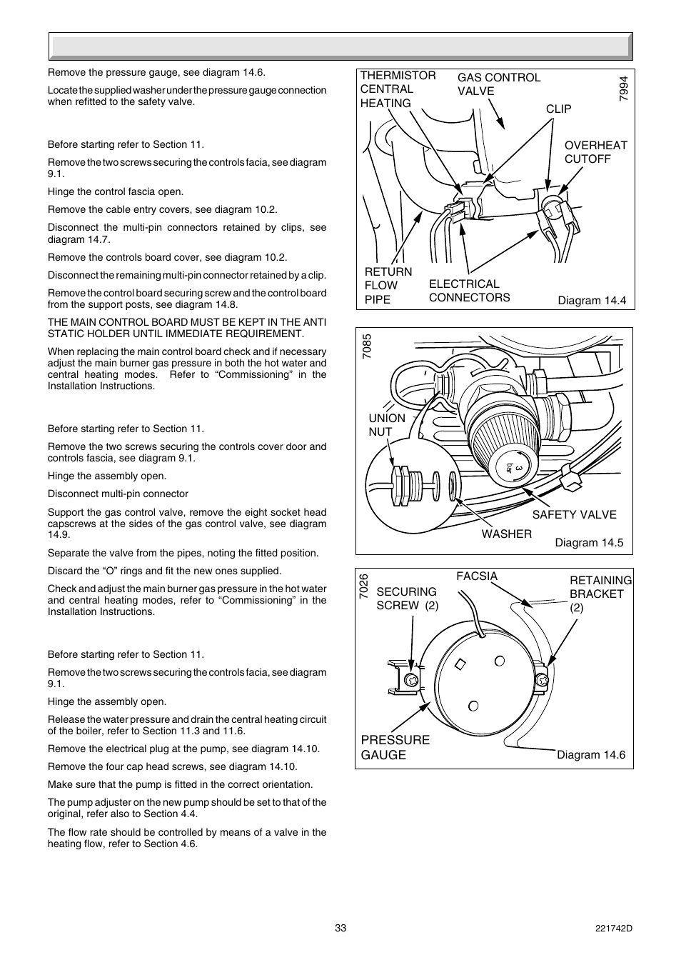 14 replacement of parts | Glow-worm Compact 80E User Manual | Page 33 / 44