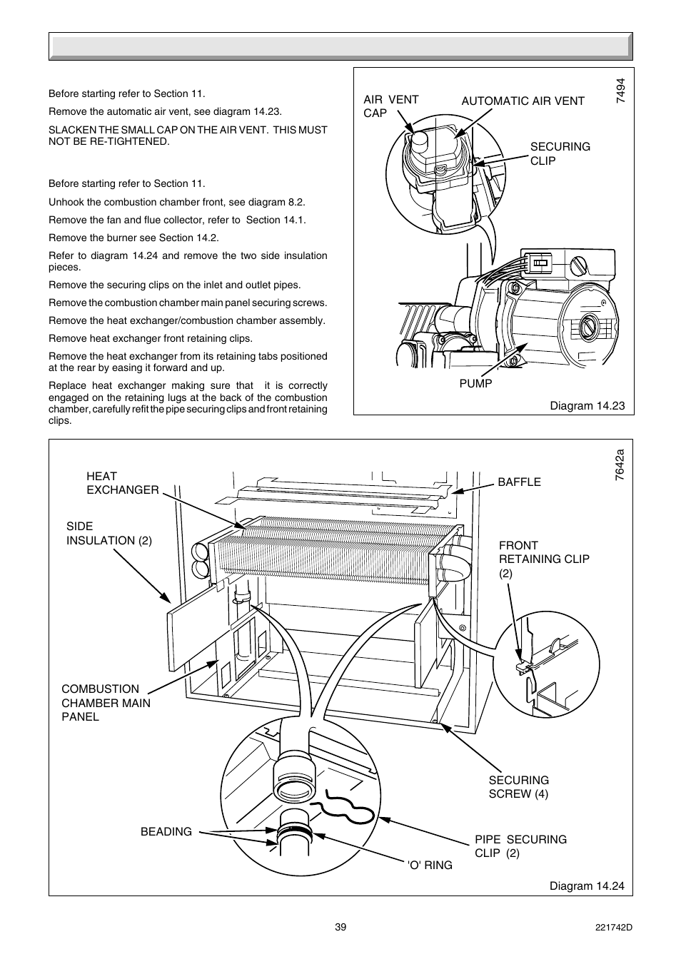 14 replacement of parts | Glow-worm Compact 80E User Manual | Page 39 / 44