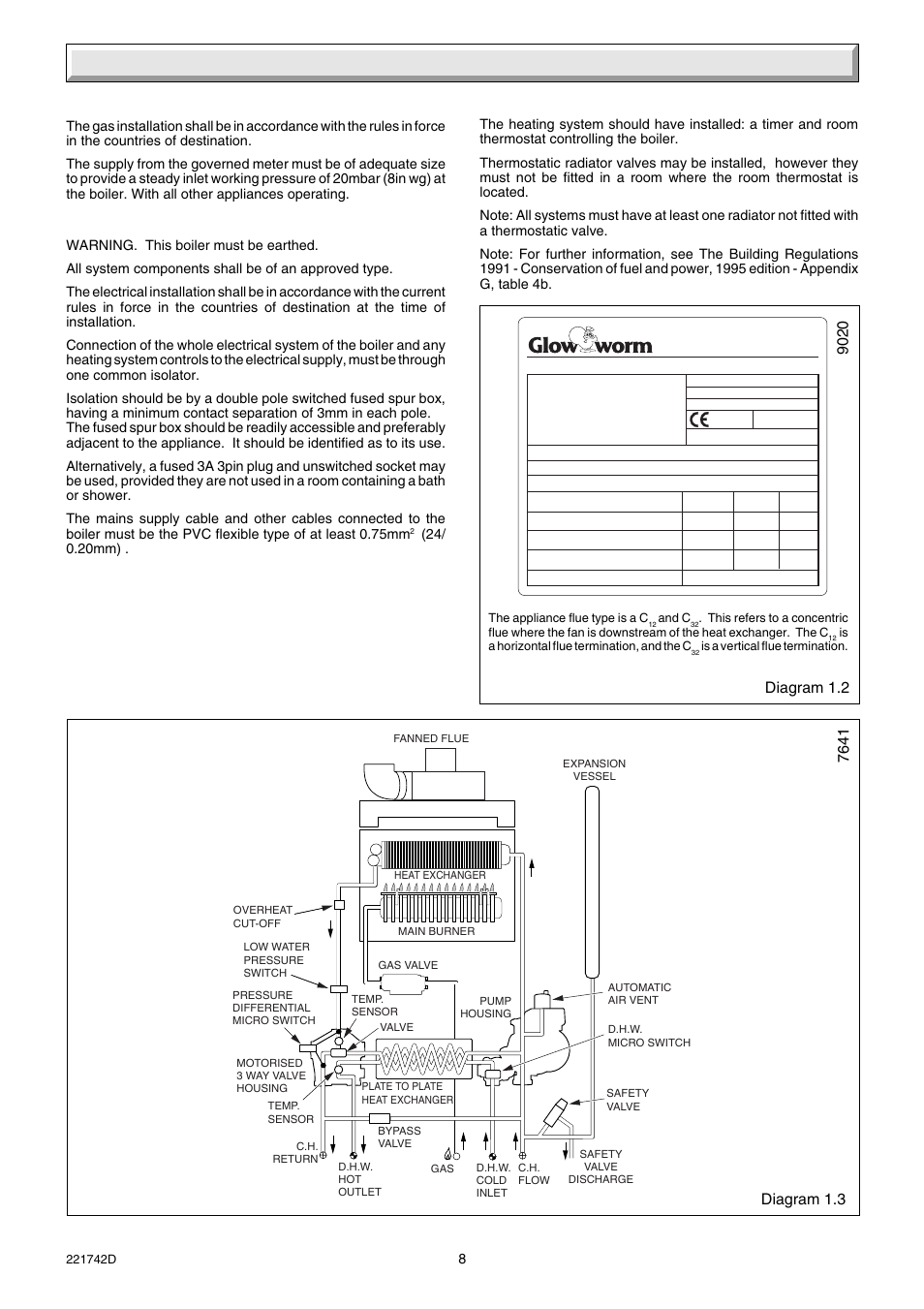 1 general data, 7 gas supply, 8 electrical supply | Gb ie, 9 heating system controls | Glow-worm Compact 80E User Manual | Page 8 / 44