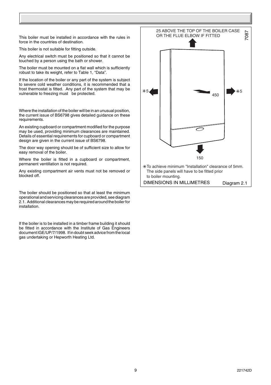 2 boiler position | Glow-worm Compact 80E User Manual | Page 9 / 44